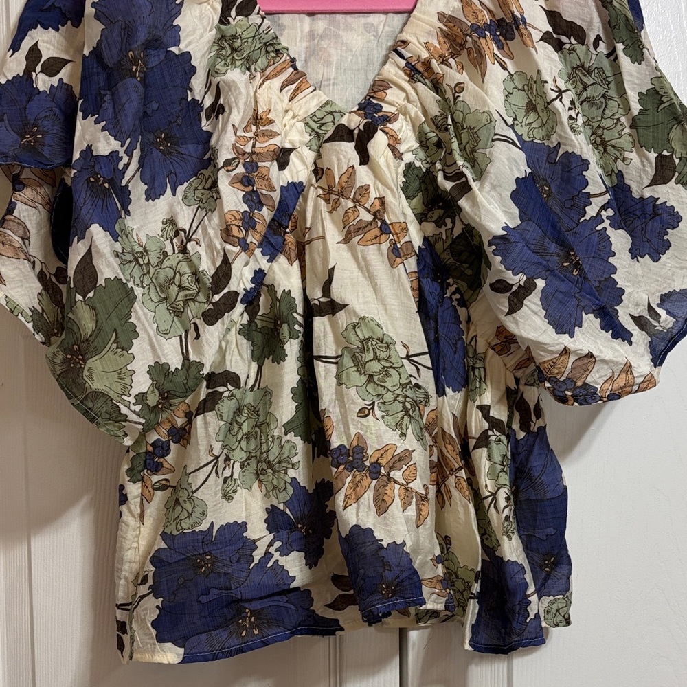 Hayden Women's Floral Blouse - Blue, Green, and Cream - Picture 5 of 13